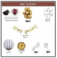 Birthday Decoration Items Kit 40pcs with Burgandy white golden balloons, led fairy light, birthday banner and arch glue balloon tape for boys, girls-thumb1