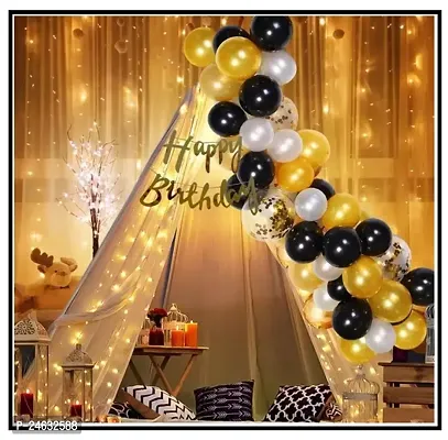 1st First Birthday Decoration White Net Curtain Cloth For Items Set 41pcs With led light, Birthday Banner, Arch Tape, Glue Dot, Metallic Balloons-thumb0