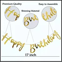 Birthday Decoration Items Includes White Net for Cabana Tent Theme Party with LED Lights, Happy Birthday Gold Cursive Banner  Golden + White Metallic Balloons-thumb2