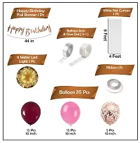 Pack of 41pcs Happy Birthday Decoration Kit with Pink  Burgundy Balloons, Rose Gold Confetti, Happy Birthday Foil Banner, Net Curtains-thumb1