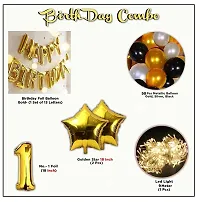 1st Happy Birthday Decorations Kit-Golden, Black  Silver theme for B'day Party Decorations with Fairy LED Light Combo-thumb1