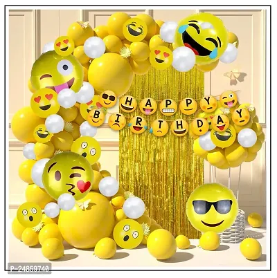 Smiley Balloons for Birthday Decoration- Pack of 38 Pcs, Smiley Birthday Theme For Kids  Emoji Theme Birthday Decoration Kit-thumb0