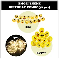 Emoji Theme Birthday Decoration Kit Combo-52Pcs,Birthday Decoration Items For GirlBalloons SetHappy Birthday Banner With Led Lights-thumb1