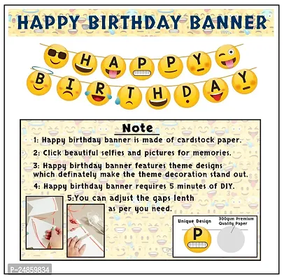 Emoji Theme Birthday Decoration Kit Combo-52Pcs,Birthday Decoration Items For GirlBalloons SetHappy Birthday Banner With Led Lights-thumb5