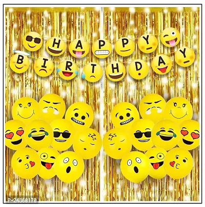 Emoji Theme Birthday Decoration Kit - Pack of 54Pcs, Smiley Birthday Theme For Kids  Smiley Balloons for Birthday Decoration