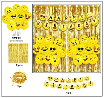 Emoji Theme Birthday Decoration Kit - Pack of 54Pcs, Smiley Birthday Theme For Kids  Smiley Balloons for Birthday Decoration-thumb4