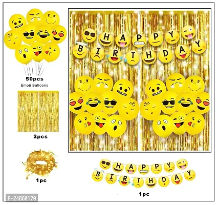 Emoji Theme Birthday Decoration Kit - Pack of 54Pcs, Smiley Birthday Theme For Kids  Smiley Balloons for Birthday Decoration-thumb5