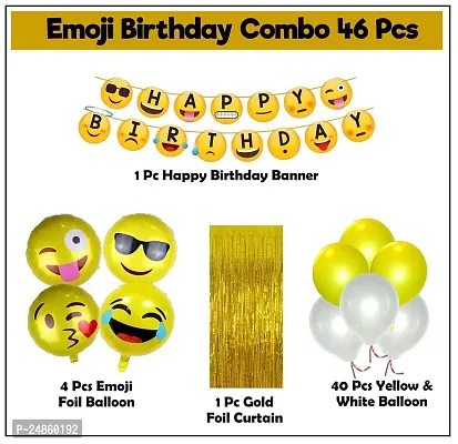 Smiley Birthday Theme Decoration- 46Pcs, Smiley Birthday Theme For Kids  Smiley Balloons for Birthday Decoration-thumb2