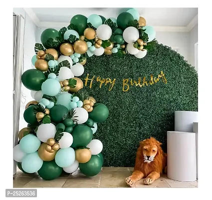 63 items jungle theme happy birthday decoration items for boy,husband,girl combo with Green  White color-thumb0