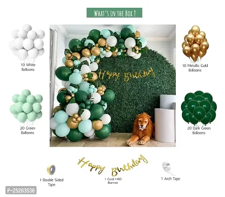 63 items jungle theme happy birthday decoration items for boy,husband,girl combo with Green  White color-thumb2