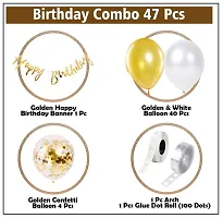 Golden Birthday Decoration Items - Combo of 47 Pcs White Balloons for Decoration  Birthday Decoration Kit  Golden Balloons for Decoration  Happy Birthday Banner  Metallic Balloons-thumb1