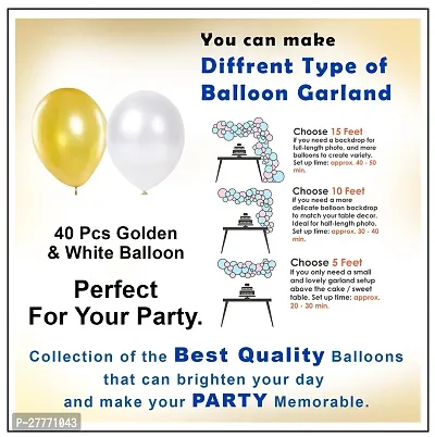 Golden Birthday Decoration Items - Combo of 47 Pcs White Balloons for Decoration  Birthday Decoration Kit  Golden Balloons for Decoration  Happy Birthday Banner  Metallic Balloons-thumb3