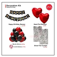 . Happy Birthday Decoration Combo of 5 Items  Birthday Party Decoration Black and Silver Theme. Pack of 33 Pcs Material Rubber and Foi-thumb2