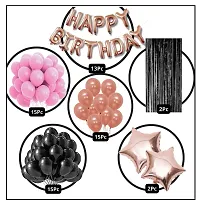 Rose Gold, Pink  Black Birthday Theme Birthday Decoration for Boys, Girls, Adults - Rose, Black  Pink Birthday Decorations-thumb1