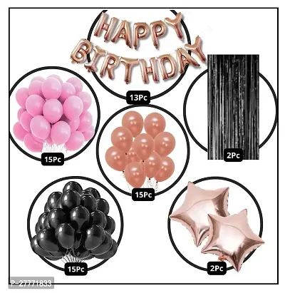 Rose Gold, Pink  Black Birthday Theme Birthday Decoration for Boys, Girls, Adults - Rose, Black  Pink Birthday Decorations-thumb2