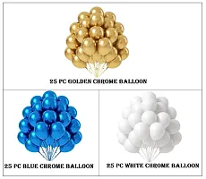 75 pcs Gold Blue White Chrome Balloons for Birthday Decoration items celebration Anniversary Girls Boys Men Women-thumb2