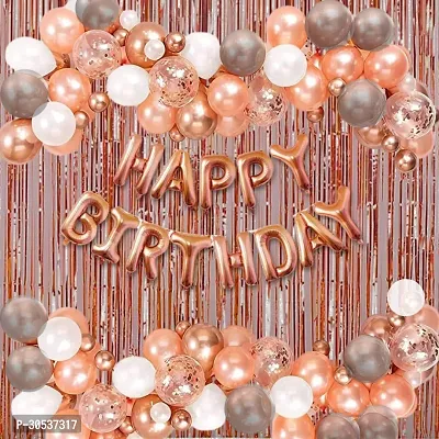 58 Pcs Set Rose Gold Happy Birthday Banner Balloon Arch Decoration Set With Confetti Balloon Pump For Birthday Decorations