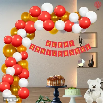 63 Pcs Set Happy Anniversary Banner Card Stock Paper Balloon Decoration Set-thumb0