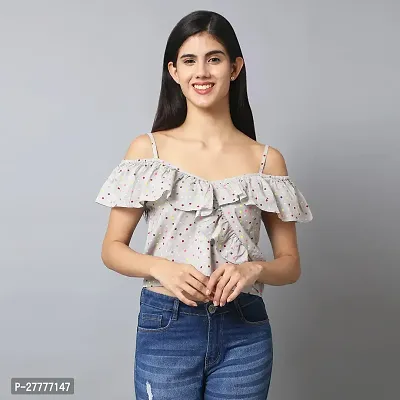 Stylish Cotton Printed Crop Top For Women-thumb0