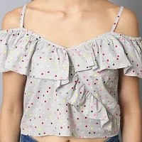 Stylish Cotton Printed Crop Top For Women-thumb2