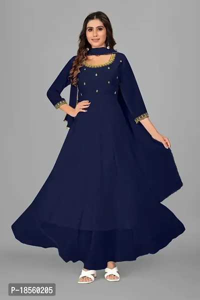 Georgette Embroidery gown with dupatta-thumb0