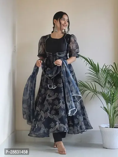 Fancy Organza Ethnic Gowns With Dupatta For Women-thumb4