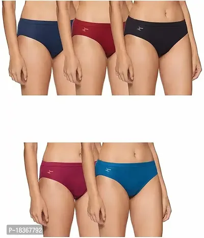 Stylish Multicoloured Cotton Solid Briefs For Women Pack Of 5