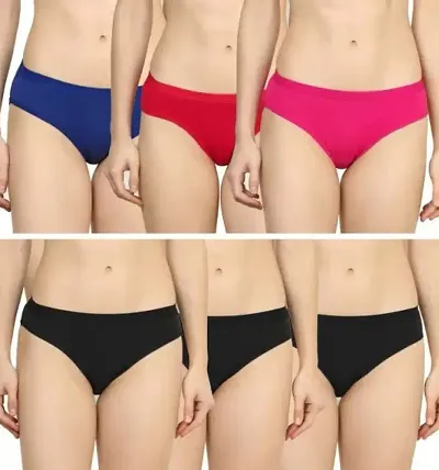 Pack Of 6 Cotton Solid Panty for Women