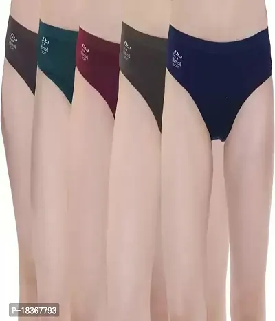 Stylish Multicoloured Cotton Solid Briefs For Women Pack Of 5