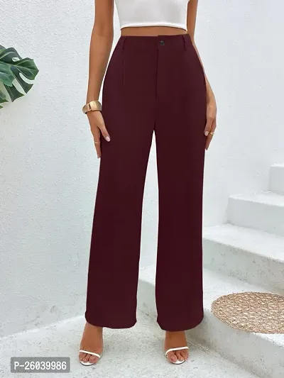 Trendy Cotton Blend Solid Regular Fit Pant for Women