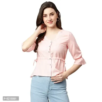 Shinoy Womens Rayon Liva Solid Top (SH-04_Pink; XL)-thumb1