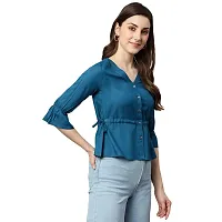 Shinoy Womens Rayon Liva Solid Top (SH-04_Blue)-thumb4