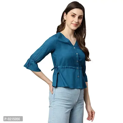 Shinoy Womens Rayon Liva Solid Top (SH-04_Blue)-thumb5