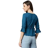 Shinoy Womens Rayon Liva Solid Top (SH-04_Blue)-thumb3