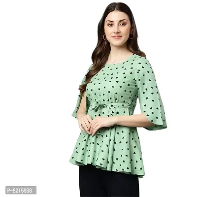 Shinoy Womens Rayon Liva Printed Top (SH-35_Green)-thumb2