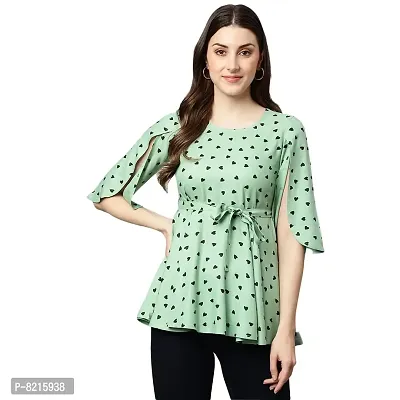 Shinoy Womens Rayon Liva Printed Top (SH-35_Green)-thumb0