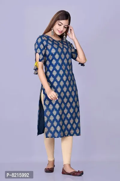 Shinoy Womens Rayon Gold Printed Kurta-thumb4