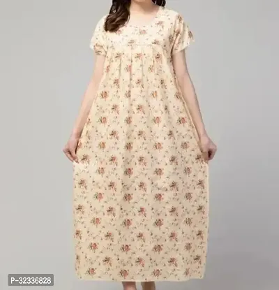 Beautiful Cotton Beige Printed Nighty For Women-thumb0