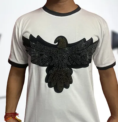 Trendy Latest Polyester Round Neck Half Sleeves Printed T-Shirt For Men