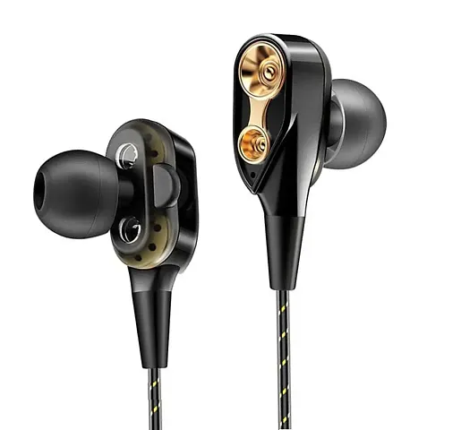 Drumstone Festive Sale with (5 Years Warranty) 4D Deep Bass Stereo Earphone Dual Driver Sport Wired Headset with Mic for All Smartphones