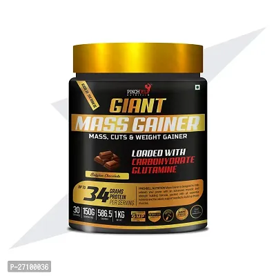 Pinchbell Nutrition Mass, Cuts  Weight Gainer Powder | Loaded With Carbohydrate  Glutamine | Post-Workout | Upto 34 gm Protein Per Serving | (Belgian Chocolate, 1kg (2.2lbs)-thumb0