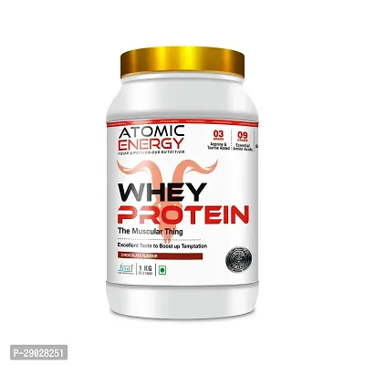 Atomic Energy Premium Whey Protein 1kg l 24g Protein For Muscle Building - 25 Servings (1kg, Chocolate)