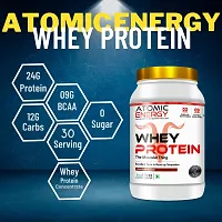 Atomic Energy Premium Whey Protein 1kg l 24g Protein For Muscle Building - 25 Servings (1kg, Chocolate)-thumb3