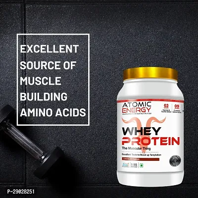 Atomic Energy Premium Whey Protein 1kg l 24g Protein For Muscle Building - 25 Servings (1kg, Chocolate)-thumb2