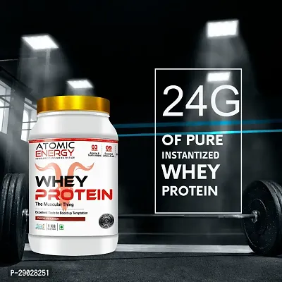 Atomic Energy Premium Whey Protein 1kg l 24g Protein For Muscle Building - 25 Servings (1kg, Chocolate)-thumb3