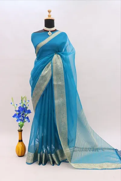 Best Selling Organza Saree with Blouse piece