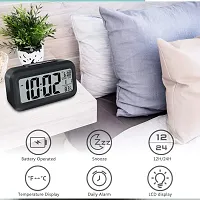Dharm Enterpris Digital Smart Backlight Alarm Clock with Automatic Sensor,Date  Temperature, Alarm Clocks for Bedroom, Digital Clock with Alarm, for Students, for Table (Black Clock)-thumb2