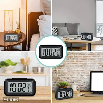 Dharm Enterpris Digital Smart Backlight Alarm Clock with Automatic Sensor,Date  Temperature, Alarm Clocks for Bedroom, Digital Clock with Alarm, for Students, for Table (Black Clock)-thumb5