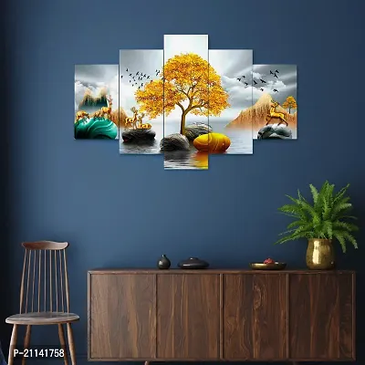 SHANTI ENTERPRISES Set of Five Framed Wall Painting for Home Decoration , Paintings for Living room , Bedroom , Big Size 3D Scenery ( 75 X 43 CM)-thumb3