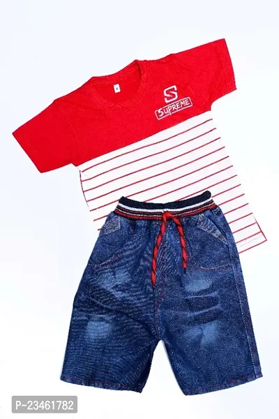 Classic Cotton Tshirt With Shorts For Boys-thumb0